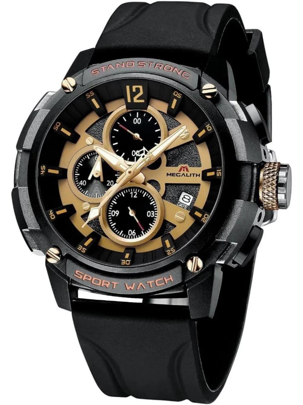 Men's Gold Analog Quartz Heavy Duty Waterproof Chronograph Luminous Wrist Watch